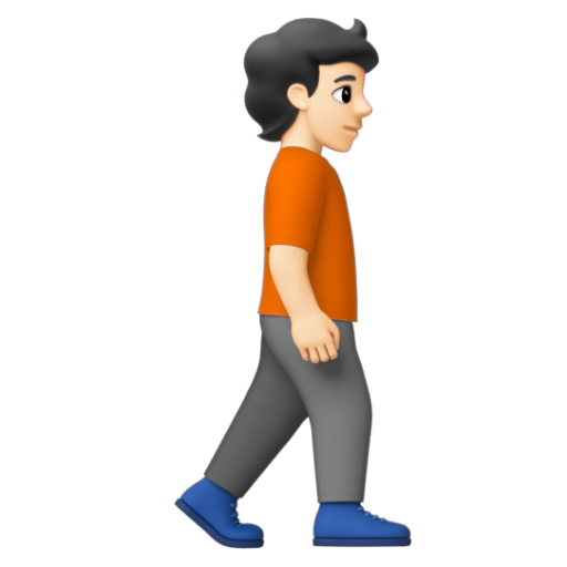 Emoji Người đi bộ: màu da sáng, hướng sang phải 🚶🏻‍➡ dạng 3D