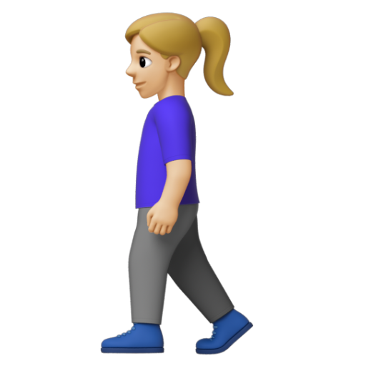 Emoji Người phụ nữ đi bộ: màu da sáng trung bình 🚶🏼‍♀ dạng 3D