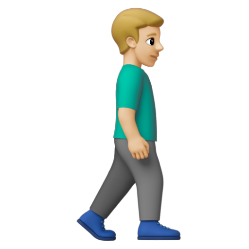 Emoji Người đàn ông đi bộ: màu da sáng trung bình, hướng sang phải 🚶🏼‍♂‍➡ dạng 3D