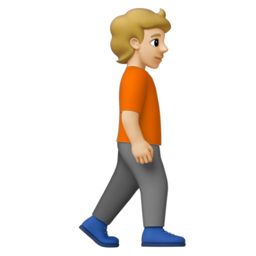 Emoji Người đi bộ: màu da sáng trung bình, hướng sang phải 🚶🏼‍➡ dạng 3D