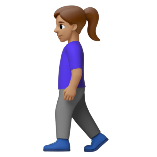 Emoji Người phụ nữ đi bộ: màu da trung bình 🚶🏽‍♀ dạng 3D
