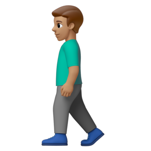 Emoji Người đàn ông đi bộ: màu da trung bình 🚶🏽‍♂ dạng 3D