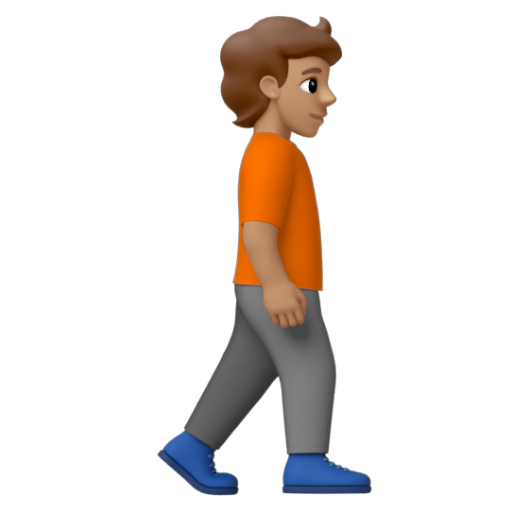 Emoji Người đi bộ: màu da trung bình, hướng sang phải 🚶🏽‍➡ dạng 3D