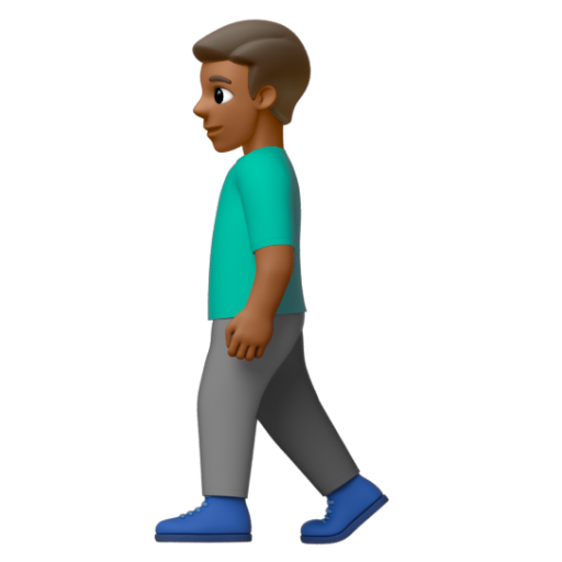 Emoji Người đàn ông đi bộ: màu da tối trung bình 🚶🏾‍♂ dạng 3D