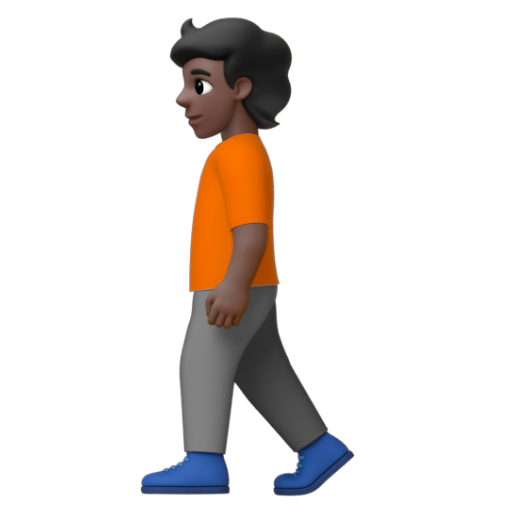 Emoji Người đi bộ: màu da tối 🚶🏿 dạng 3D