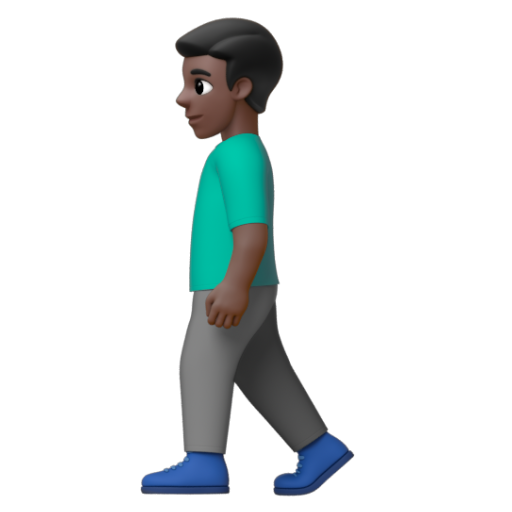 Emoji Người đàn ông đi bộ: màu da tối 🚶🏿‍♂ dạng 3D