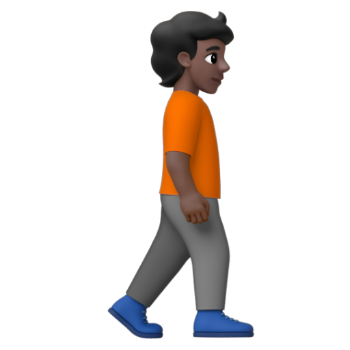 Emoji Người đi bộ: màu da tối, hướng sang phải 🚶🏿‍➡ dạng 3D