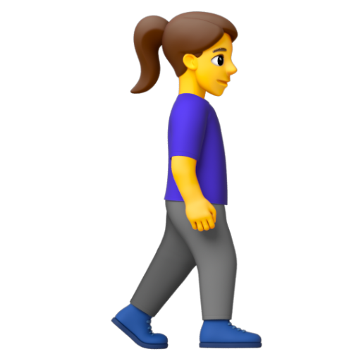 Emoji Người phụ nữ đi bộ: hướng sang phải 🚶‍♀‍➡ dạng 3D