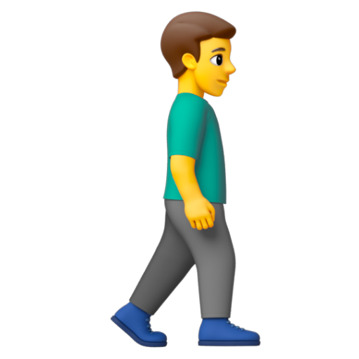 Emoji Người đàn ông đi bộ: hướng sang phải 🚶‍♂‍➡ dạng 3D