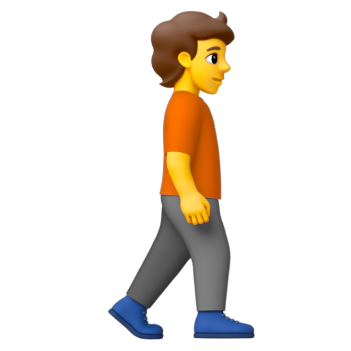 Emoji Người đi bộ: hướng sang phải 🚶‍➡ dạng 3D