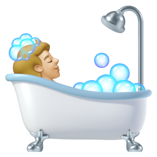 Emoji Người đang tắm bồn: màu da sáng trung bình 🛀🏼 dạng 3D