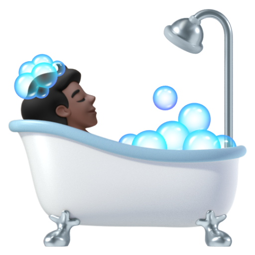 Emoji Người đang tắm bồn: màu da tối 🛀🏿 dạng 3D