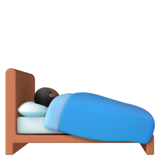 Emoji Người trên giường: màu da tối 🛌🏿 dạng 3D