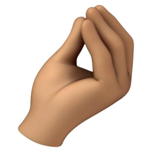 Emoji Ngón tay khum lại: màu da trung bình 🤌🏽 dạng 3D