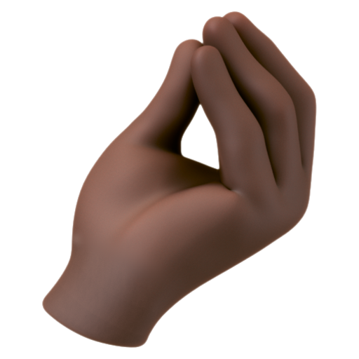 Emoji Ngón tay khum lại: màu da tối 🤌🏿 dạng 3D