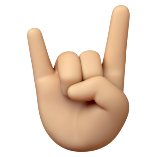 Emoji Ký hiệu cặp sừng: màu da sáng trung bình 🤘🏼 dạng 3D