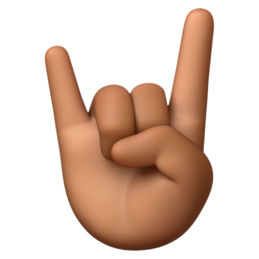 Emoji Ký hiệu cặp sừng: màu da tối trung bình 🤘🏾 dạng 3D
