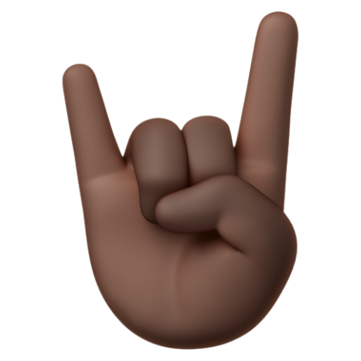 Emoji Ký hiệu cặp sừng: màu da tối 🤘🏿 dạng 3D