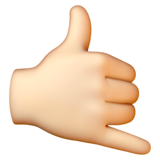 Emoji Bàn tay gọi cho tôi: màu da sáng 🤙🏻 dạng 3D