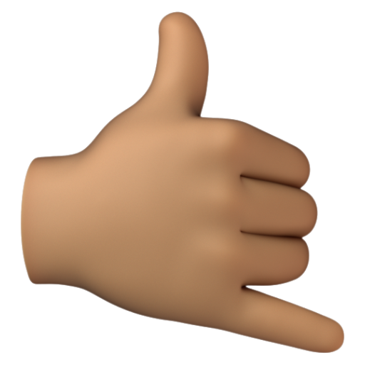 Emoji Bàn tay gọi cho tôi: màu da trung bình 🤙🏽 dạng 3D