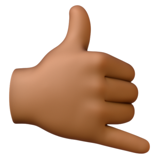 Emoji Bàn tay gọi cho tôi: màu da tối trung bình 🤙🏾 dạng 3D