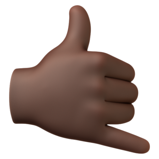 Emoji Bàn tay gọi cho tôi: màu da tối 🤙🏿 dạng 3D