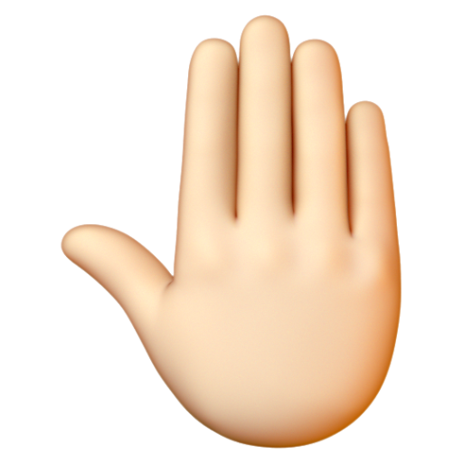 Emoji Mu bàn tay giơ lên: màu da sáng 🤚🏻 dạng 3D