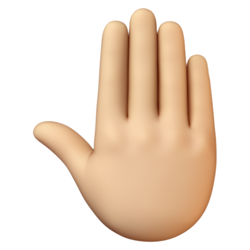 Emoji Mu bàn tay giơ lên: màu da sáng trung bình 🤚🏼 dạng 3D