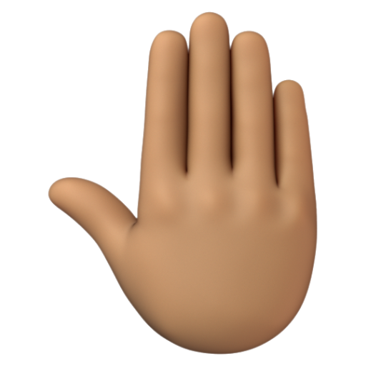 Emoji Mu bàn tay giơ lên: màu da trung bình 🤚🏽 dạng 3D