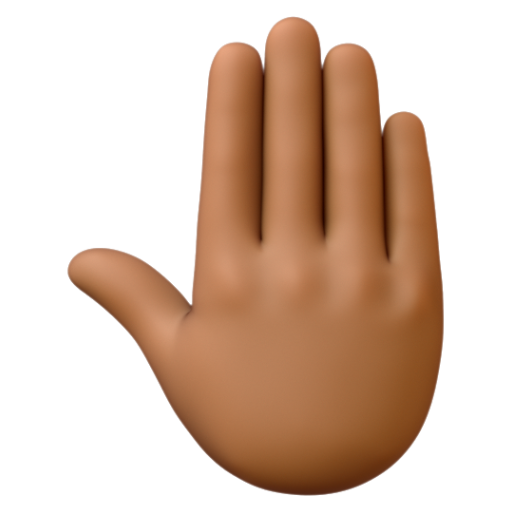 Emoji Mu bàn tay giơ lên: màu da tối trung bình 🤚🏾 dạng 3D