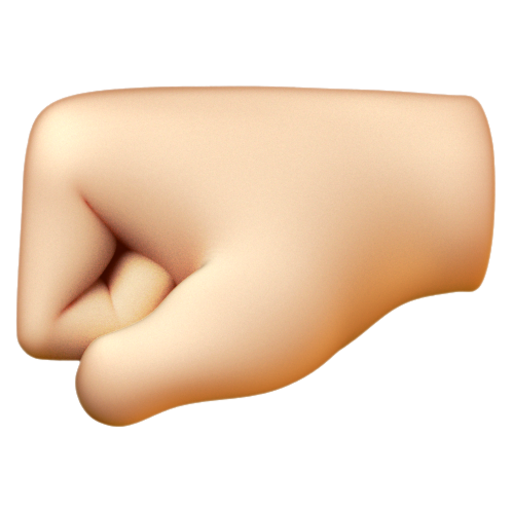 Emoji Nắm đấm hướng phía trái: màu da sáng 🤛🏻 dạng 3D