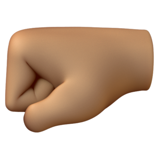 Emoji Nắm đấm hướng phía trái: màu da trung bình 🤛🏽 dạng 3D