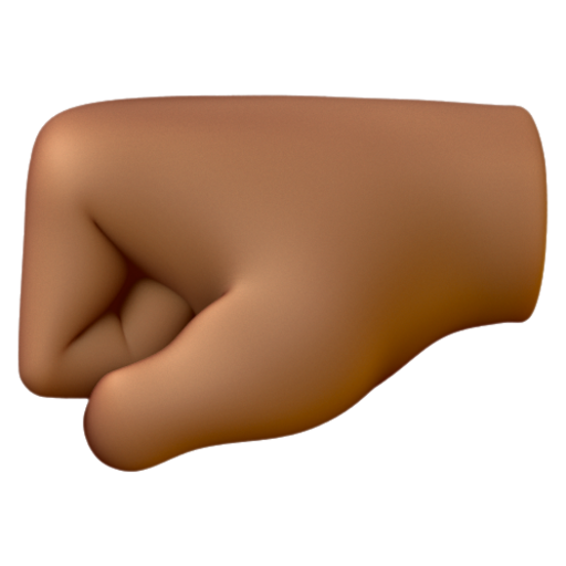 Emoji Nắm đấm hướng phía trái: màu da tối trung bình 🤛🏾 dạng 3D