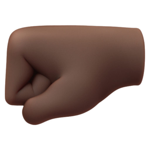 Emoji Nắm đấm hướng phía trái: màu da tối 🤛🏿 dạng 3D