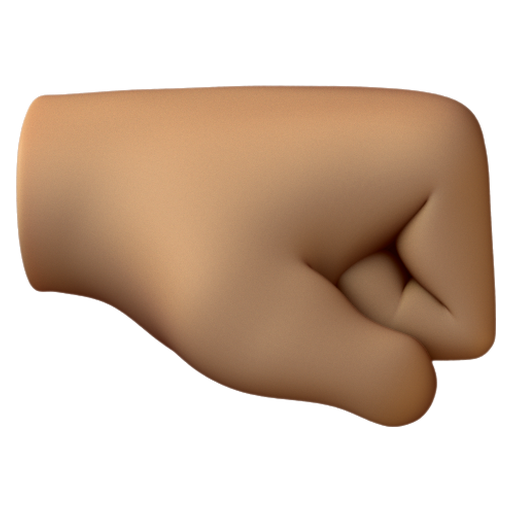 Emoji Nắm đấm hướng sang phải: màu da trung bình 🤜🏽 dạng 3D