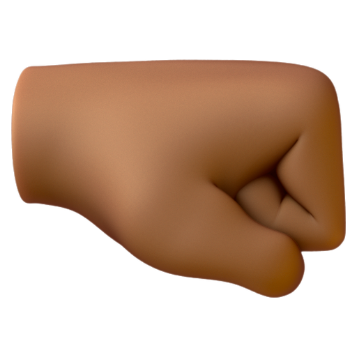 Emoji Nắm đấm hướng sang phải: màu da tối trung bình 🤜🏾 dạng 3D