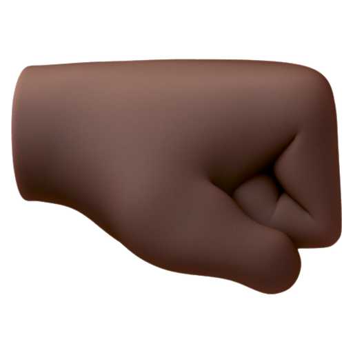Emoji Nắm đấm hướng sang phải: màu da tối 🤜🏿 dạng 3D