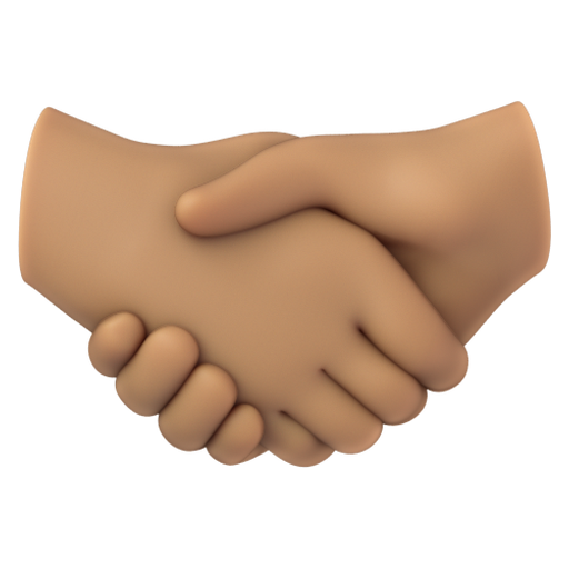 Emoji Bắt tay: màu da trung bình 🤝🏽 dạng 3D