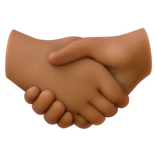 Emoji Bắt tay: màu da tối trung bình 🤝🏾 dạng 3D