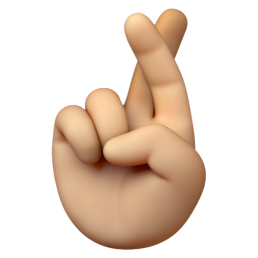 Emoji Hai ngón tay bắt chéo: màu da sáng trung bình 🤞🏼 dạng 3D