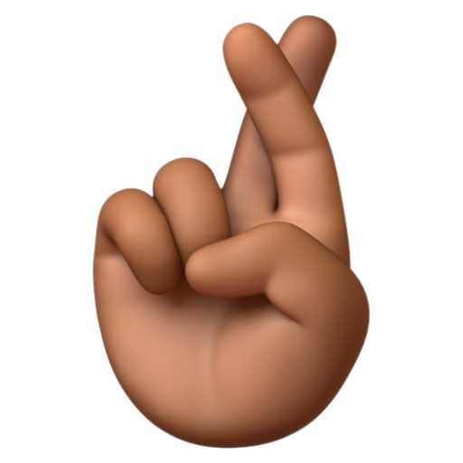 Emoji Hai ngón tay bắt chéo: màu da tối trung bình 🤞🏾 dạng 3D