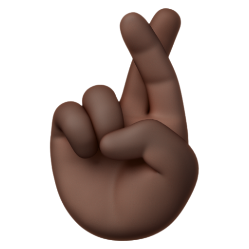 Emoji Hai ngón tay bắt chéo: màu da tối 🤞🏿 dạng 3D