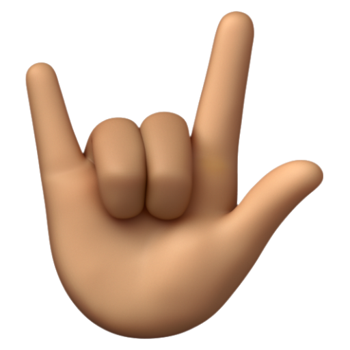Emoji Cử chỉ yêu nhau: màu da trung bình 🤟🏽 dạng 3D