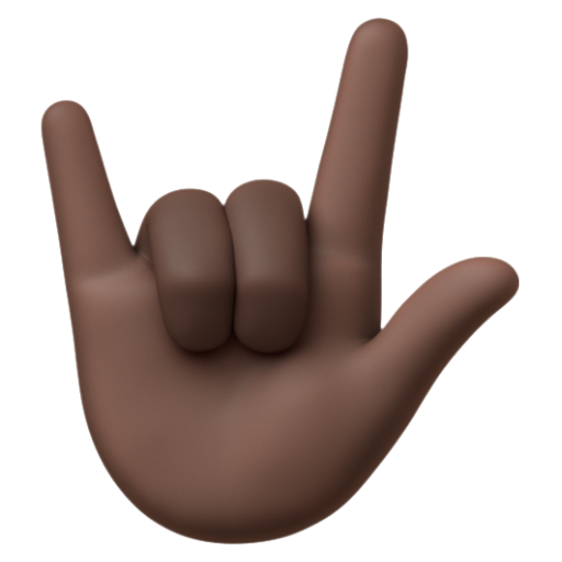 Emoji Cử chỉ yêu nhau: màu da tối 🤟🏿 dạng 3D