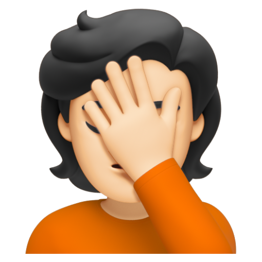 Emoji Người lấy tay che mặt: màu da sáng 🤦🏻 dạng 3D