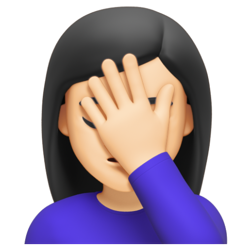 Emoji Người phụ nữ lấy tay che mặt: màu da sáng 🤦🏻‍♀ dạng 3D