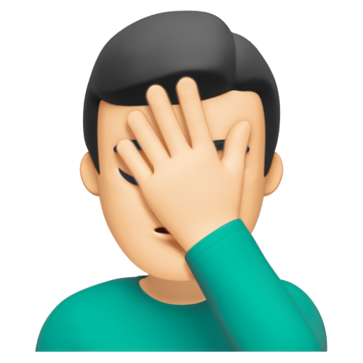 Emoji Người đàn ông lấy tay che mặt: màu da sáng 🤦🏻‍♂ dạng 3D