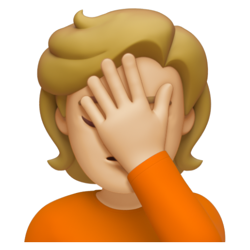 Emoji Người lấy tay che mặt: màu da sáng trung bình 🤦🏼 dạng 3D
