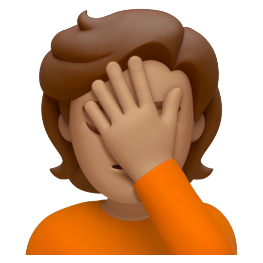 Emoji Người lấy tay che mặt: màu da trung bình 🤦🏽 dạng 3D