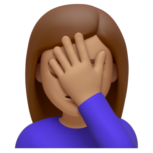 Emoji Người phụ nữ lấy tay che mặt: màu da trung bình 🤦🏽‍♀ dạng 3D